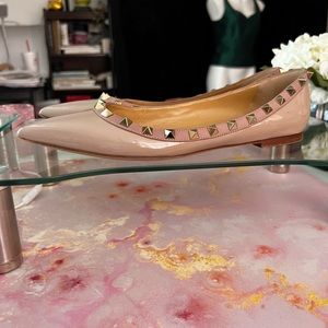 Valentino Nude Patent Rockstud Flats